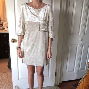 Zara Cream Velvet Tunic